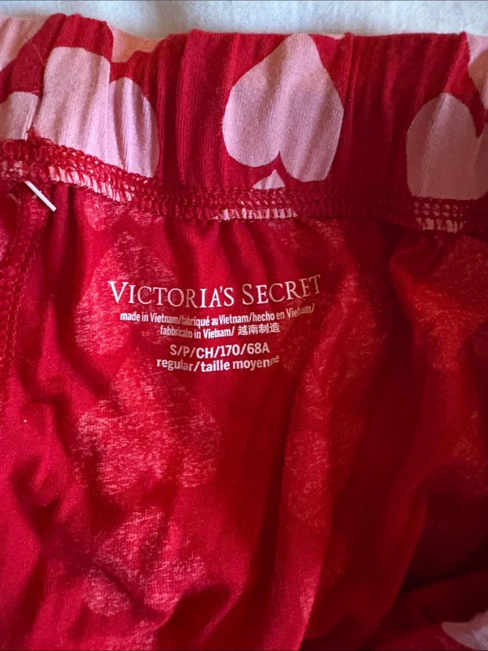 Victoria Secrete Heart Patterned Matching Pajama Set, Size Small